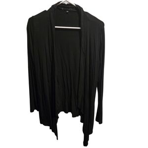 Urban Coco Elegant Black Women's Open Front Cardigan, Drape Front, Size Small